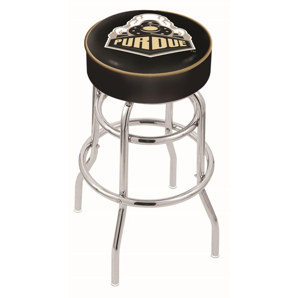 30" L7C1 - 4" Purdue Cushion Seat with Double-Ring Chrome Base Swivel Bar Stool by Holland Bar Stool Company. Picture 1