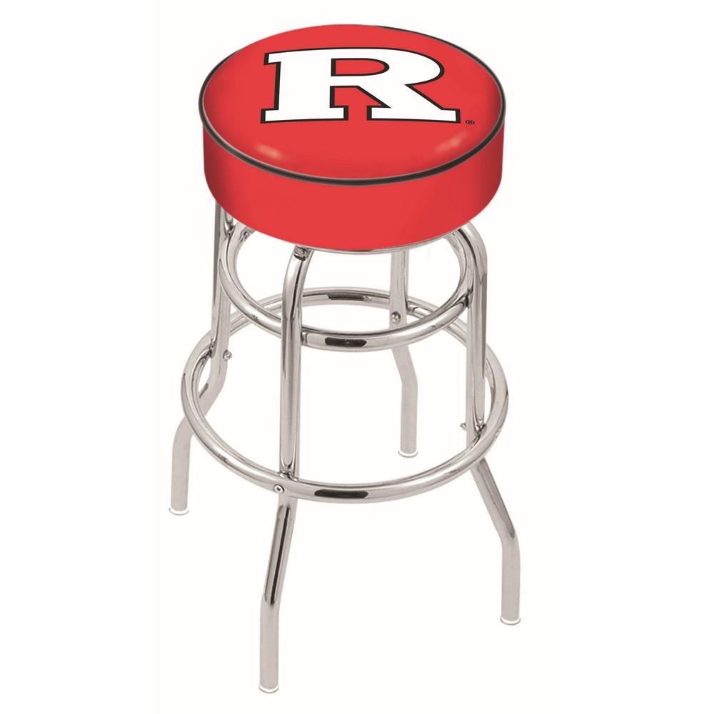 30" L7C1 - 4" Rutgers Cushion Seat with Double-Ring Chrome Base Swivel Bar Stool by Holland Bar Stool Company. Picture 1