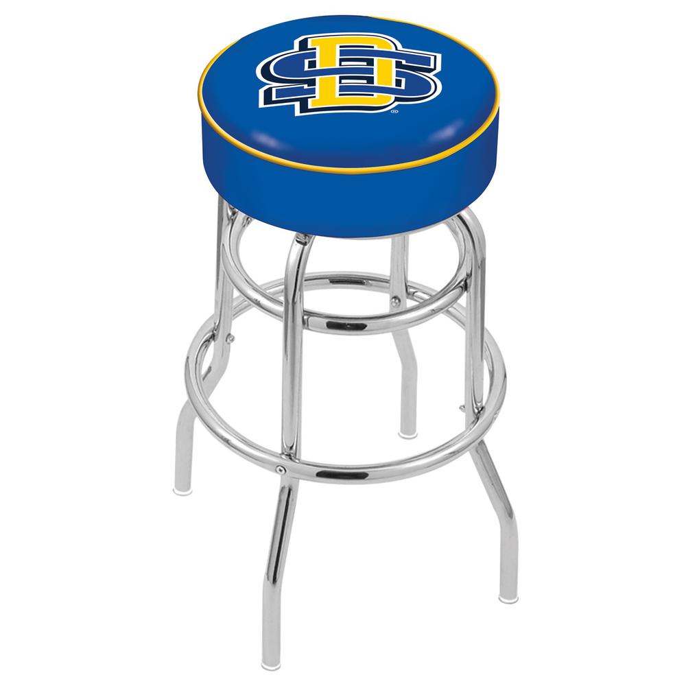 30" L7C1 - 4" South Dakota State Cushion Seat with Double-Ring Chrome Base Swivel Bar Stool by Holland Bar Stool Company. Picture 1
