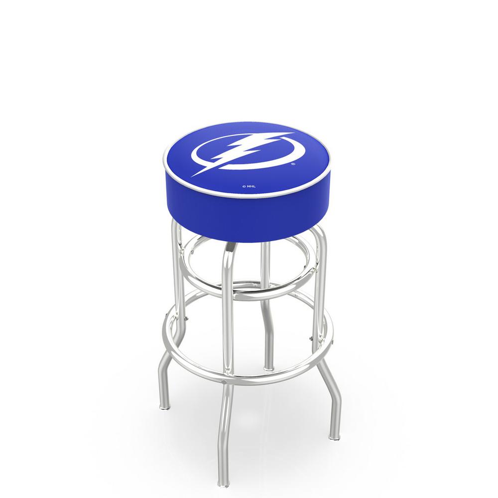 25" L7C1 - 4" Tampa Bay Lightning Cushion Seat with Double-Ring Chrome Base Swivel Bar Stool by Holland Bar Stool Company. The main picture.