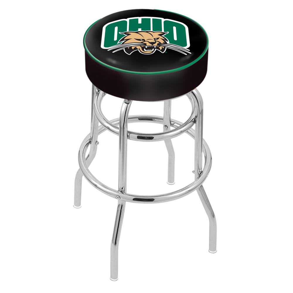 30" L7C1 - 4" Ohio University Cushion Seat with Double-Ring Chrome Base Swivel Bar Stool by Holland Bar Stool Company. Picture 1