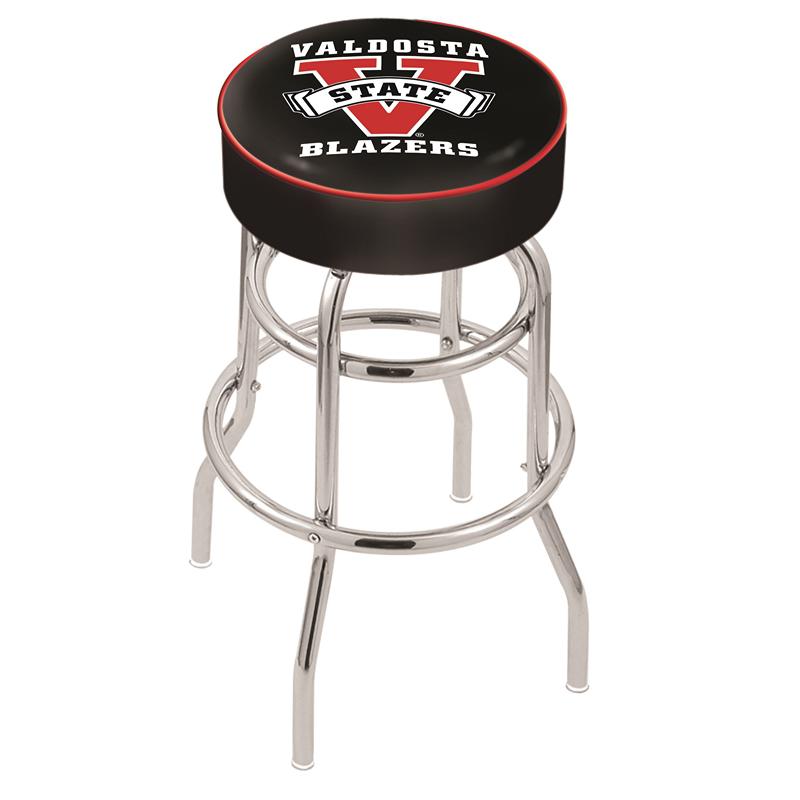 30" L7C1 - 4" Valdosta State Cushion Seat with Double-Ring Chrome Base Swivel Bar Stool by Holland Bar Stool Company. Picture 1
