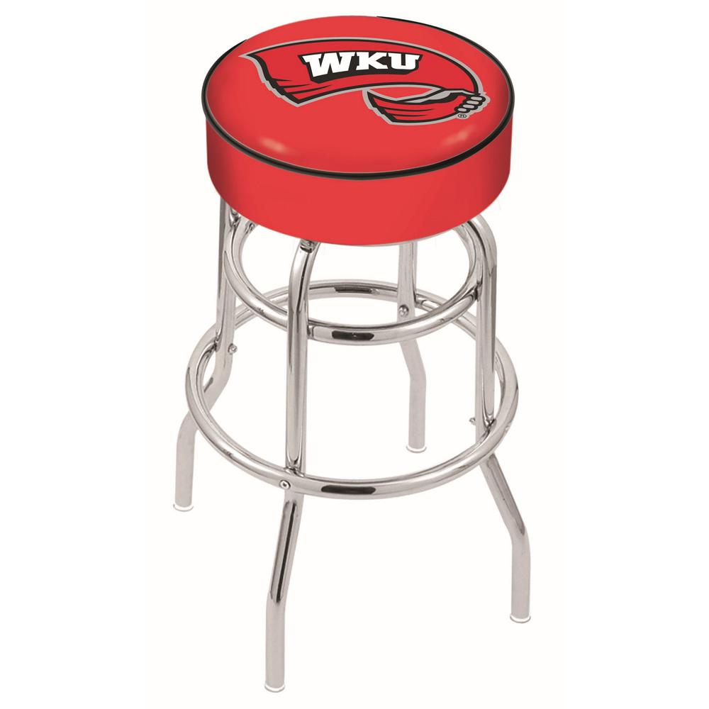 30" L7C1 - 4" Western Kentucky Cushion Seat with Double-Ring Chrome Base Swivel Bar Stool by Holland Bar Stool Company. Picture 1