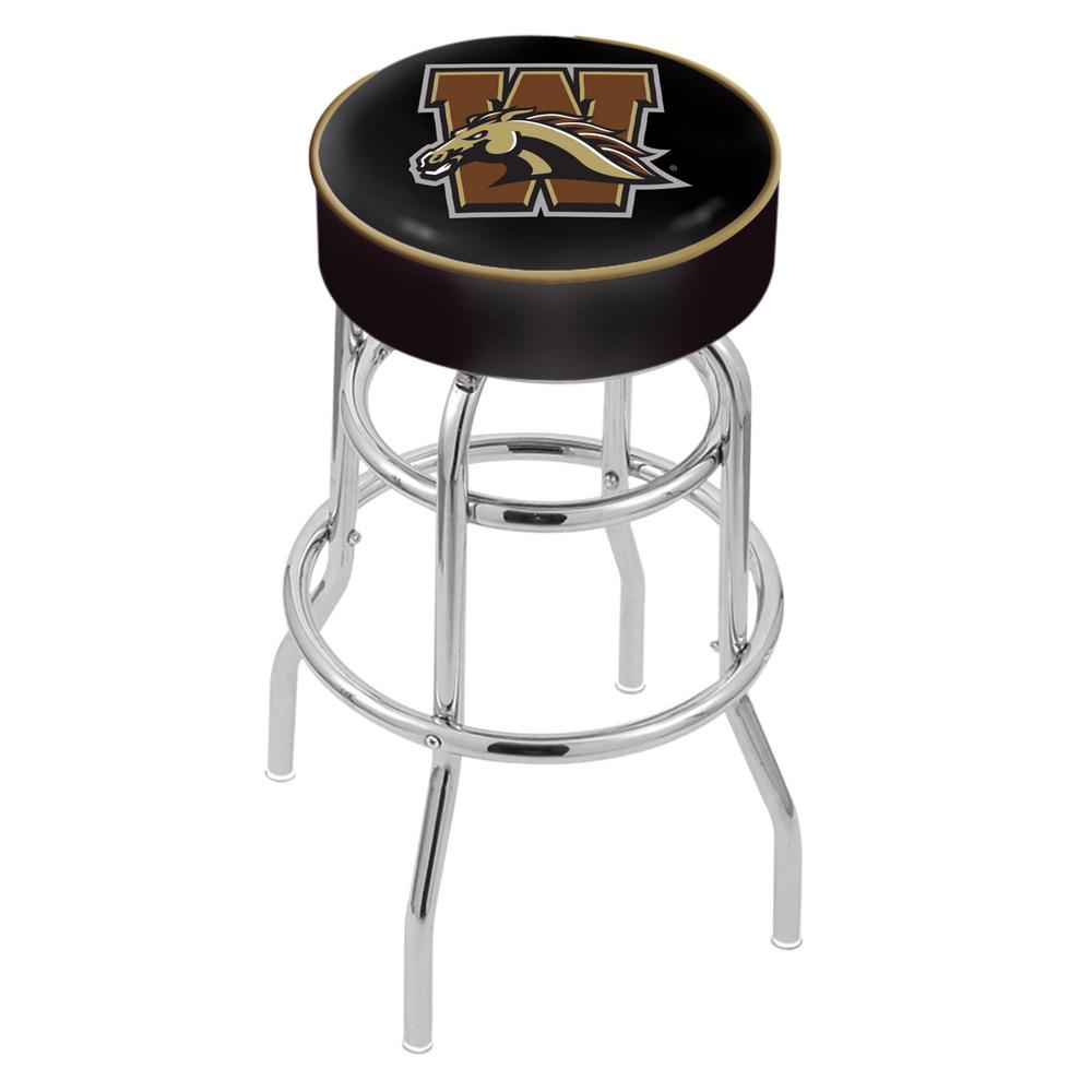 30" L7C1 - 4" Western Michigan Cushion Seat with Double-Ring Chrome Base Swivel Bar Stool by Holland Bar Stool Company. Picture 1