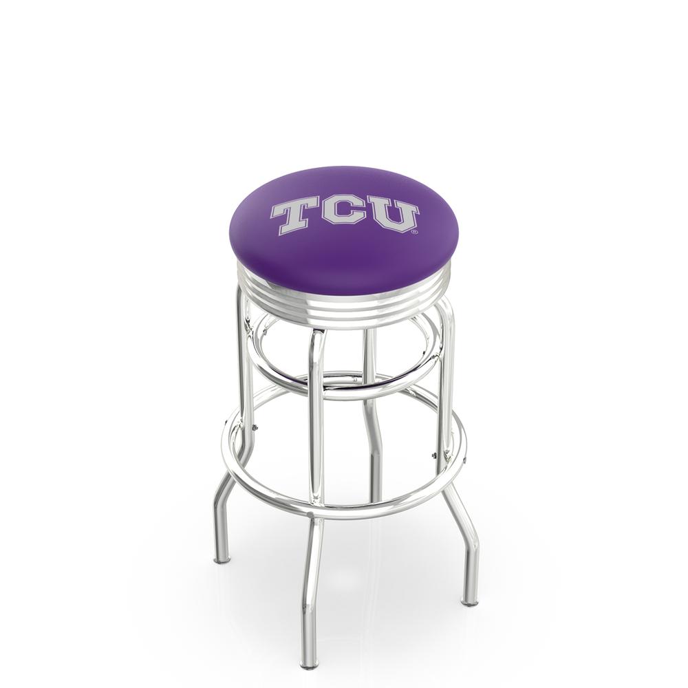 25" L7C3C - Chrome Double Ring TCU Swivel Bar Stool with 2.5" Ribbed Accent Ring by Holland Bar Stool Company. Picture 1