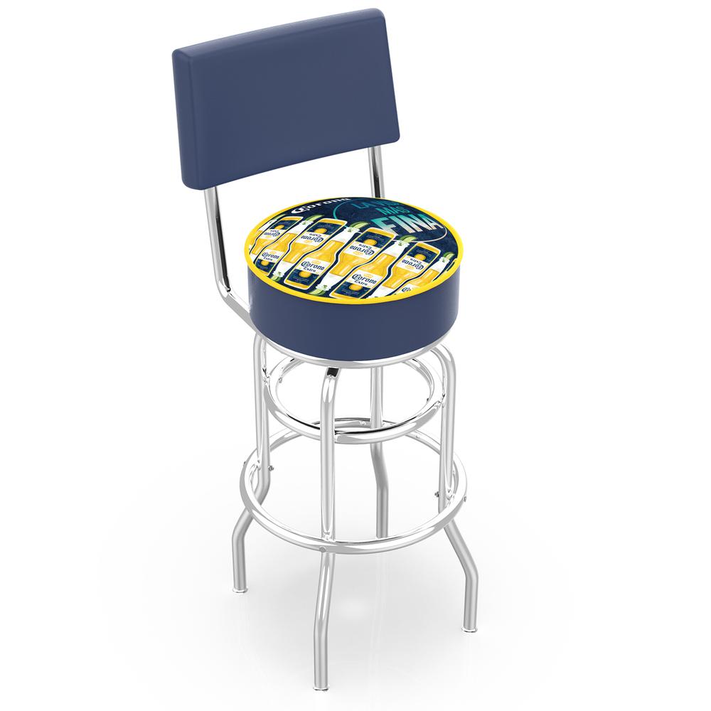 L7C4 Corona (LimePtrn) 25" Double-Ring Swivel Counter Stool with Chrome Finish. The main picture.
