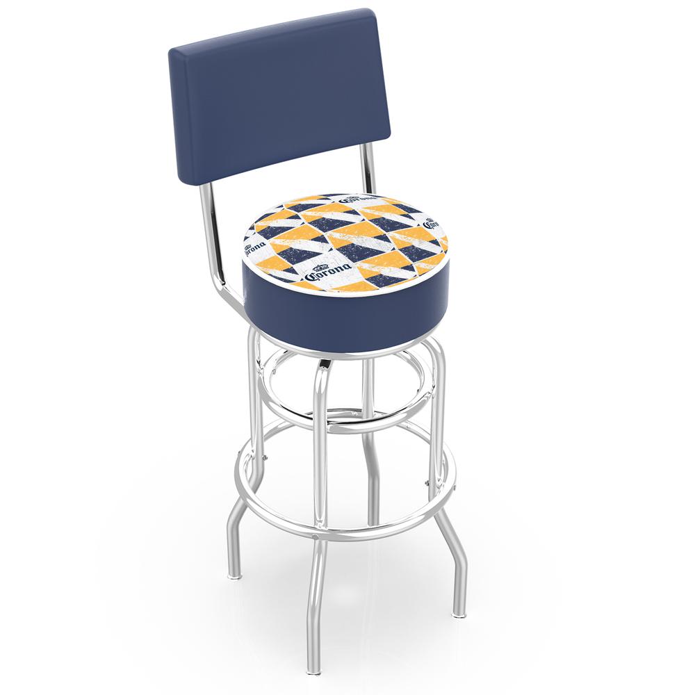 L7C4 Corona (Ptrn) 25" Double-Ring Swivel Counter Stool with Chrome Finish. The main picture.