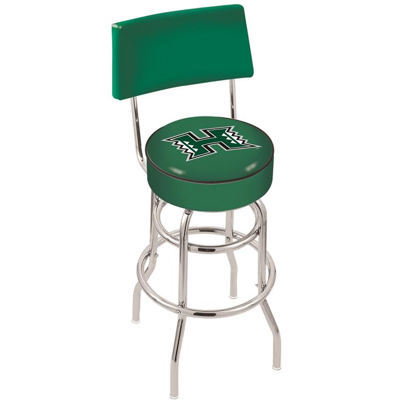 25" L7C4 - Chrome Double Ring Hawaii Swivel Bar Stool with a Back by Holland Bar Stool Company. The main picture.