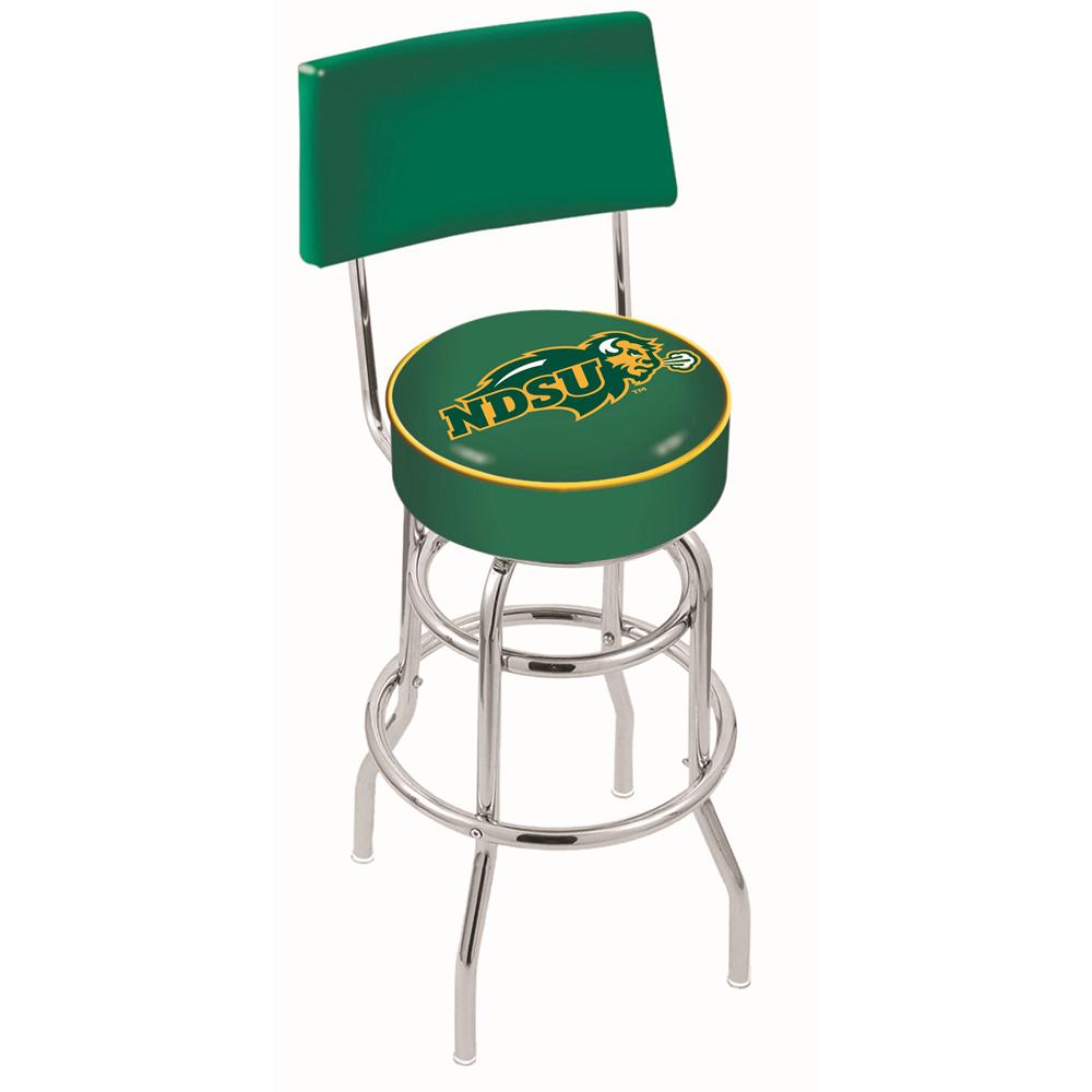 30" L7C4 - Chrome Double Ring North Dakota State Swivel Bar Stool with a Back by Holland Bar Stool Company. Picture 1