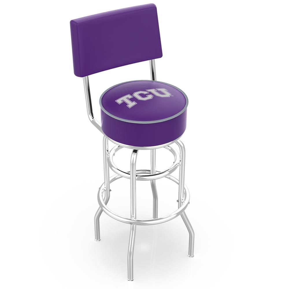 30" L7C4 - Chrome Double Ring TCU Swivel Bar Stool with a Back by Holland Bar Stool Company. Picture 1