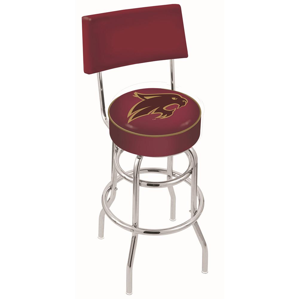 30" L7C4 - Chrome Double Ring Texas State Swivel Bar Stool with a Back by Holland Bar Stool Company. Picture 1