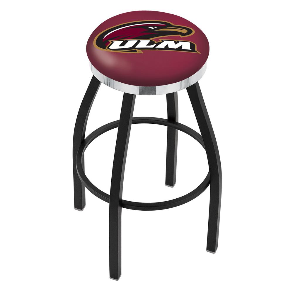 36" L8B2C - Black Wrinkle Louisiana-Monroe Swivel Bar Stool with Chrome Accent Ring by Holland Bar Stool Company. Picture 1