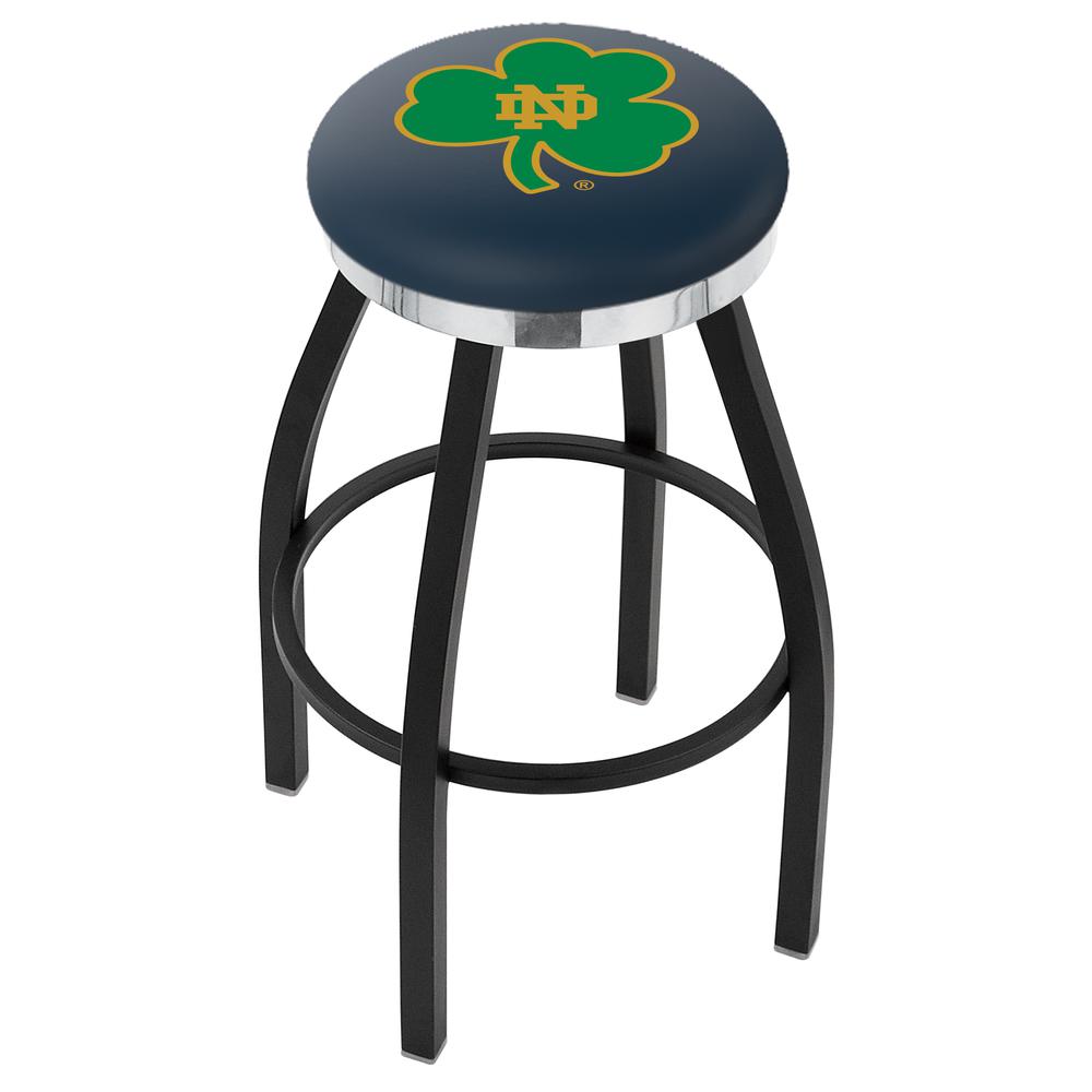 36" L8B2C - Black Wrinkle Notre Dame (Shamrock) Swivel Bar Stool with Chrome Accent Ring by Holland Bar Stool Company. Picture 1
