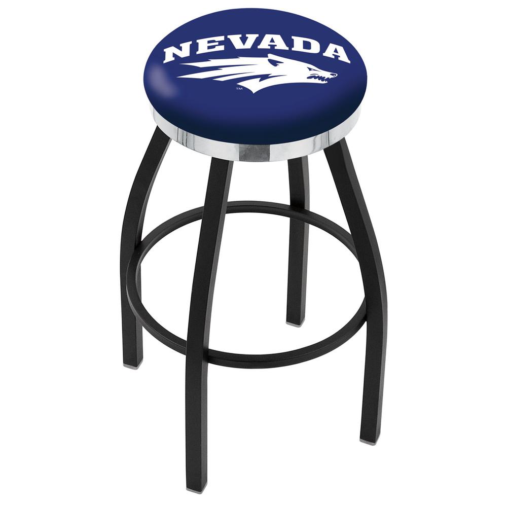 36" L8B2C - Black Wrinkle Nevada Swivel Bar Stool with Chrome Accent Ring by Holland Bar Stool Company. Picture 1