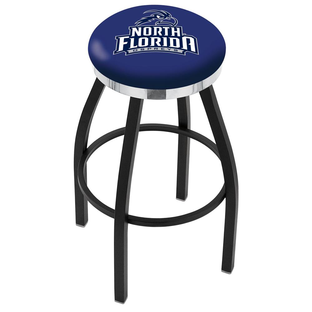 36" L8B2C - Black Wrinkle North Florida Swivel Bar Stool with Chrome Accent Ring by Holland Bar Stool Company. Picture 1