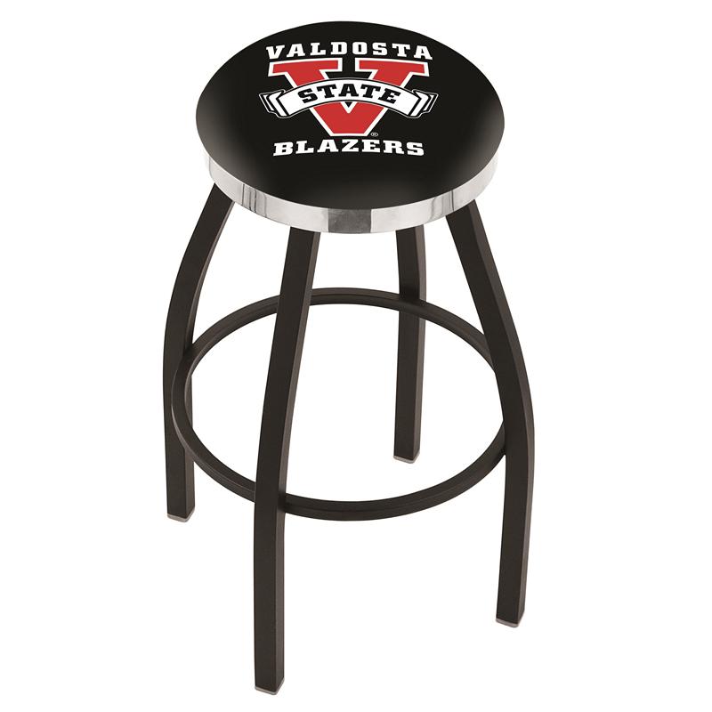 36" L8B2C - Black Wrinkle Valdosta State Swivel Bar Stool with Chrome Accent Ring by Holland Bar Stool Company. Picture 1