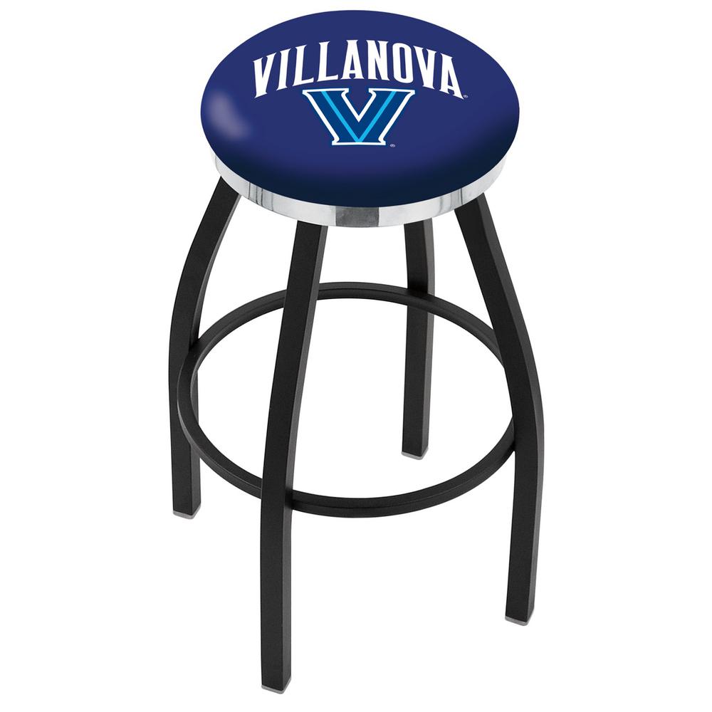 36" L8B2C - Black Wrinkle Villanova Swivel Bar Stool with Chrome Accent Ring by Holland Bar Stool Company. The main picture.