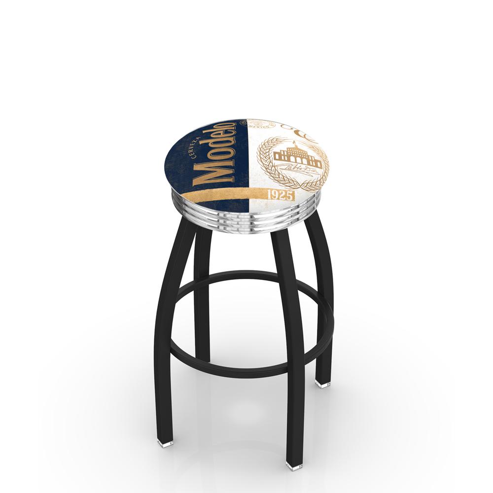 L8B3C Modelo (Gold) 25" Swivel Counter Stool with a Black Wrinkle and Chrome Finish. Picture 1
