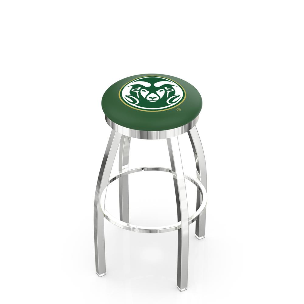 30" L8C2C - Chrome Colorado State Swivel Bar Stool with Accent Ring by Holland Bar Stool Company. Picture 1