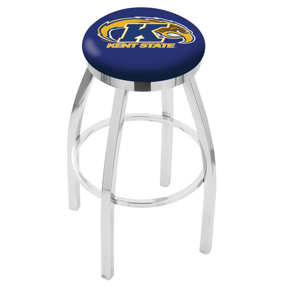 30" L8C2C - Chrome Kent State Swivel Bar Stool with Accent Ring by Holland Bar Stool Company. Picture 1