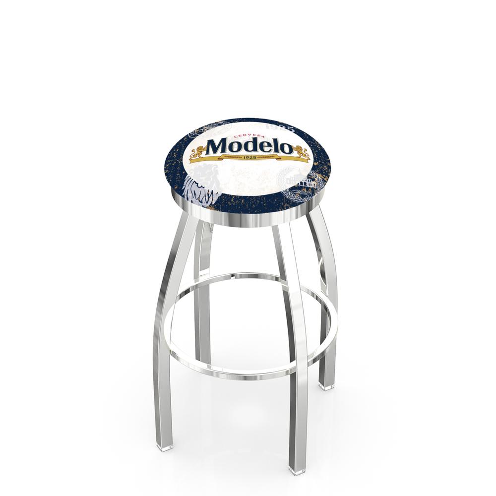 L8C2C Modelo (BlBrdr) 25" Swivel Counter Stool with Chrome Finish. Picture 1