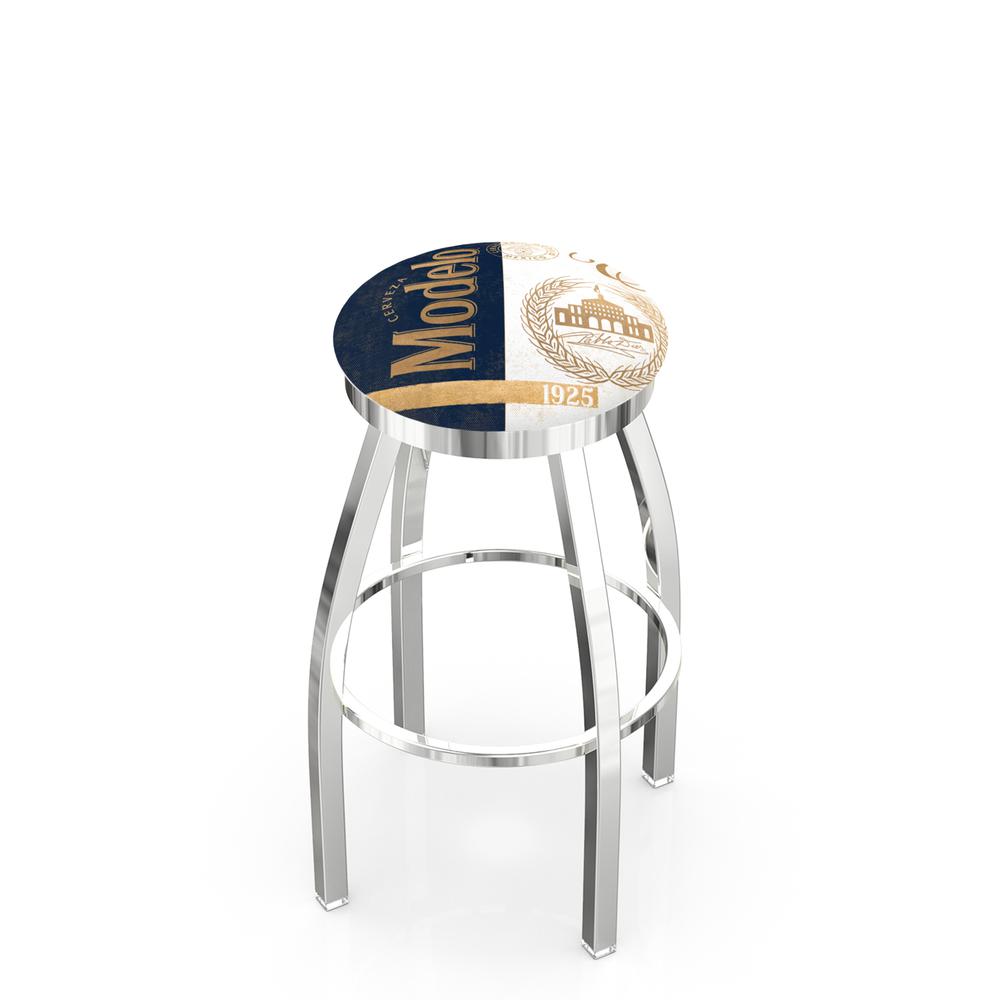 L8C2C Modelo (Gold) 25" Swivel Counter Stool with Chrome Finish. The main picture.