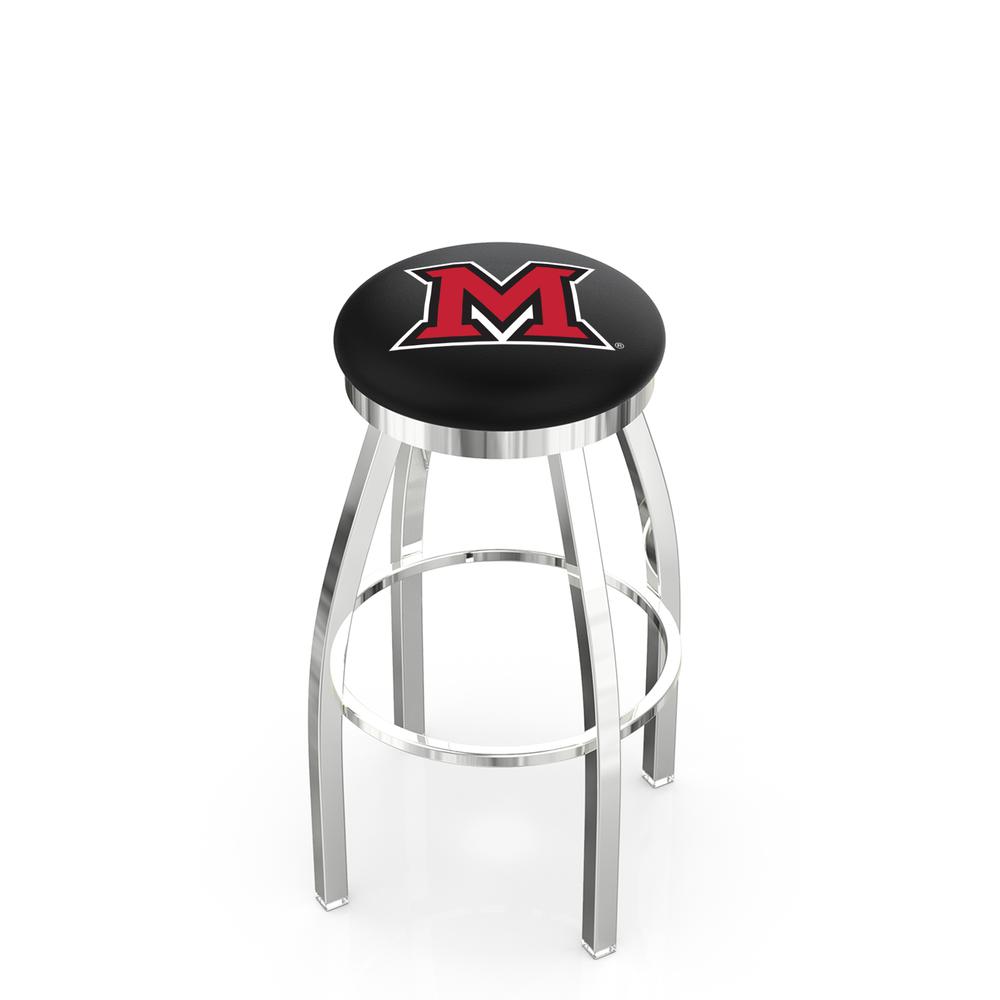 36" L8C2C - Chrome Miami (OH) Swivel Bar Stool with Accent Ring by Holland Bar Stool Company. Picture 1
