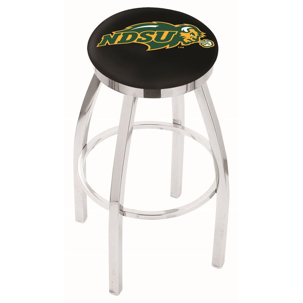 30" L8C2C - Chrome North Dakota State Swivel Bar Stool with Accent Ring by Holland Bar Stool Company. Picture 1