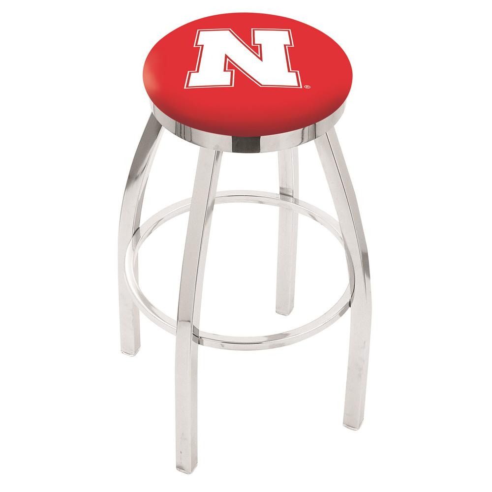 36" L8C2C - Chrome Nebraska Swivel Bar Stool with Accent Ring by Holland Bar Stool Company. The main picture.