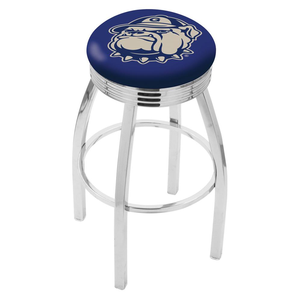 25" L8C3C - Chrome Georgetown Swivel Bar Stool with 2.5" Ribbed Accent Ring by Holland Bar Stool Company. Picture 1