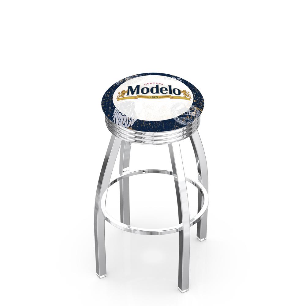 L8C3C Modelo (BlBrdr) 25" Swivel Counter Stool with Chrome Finish. Picture 1