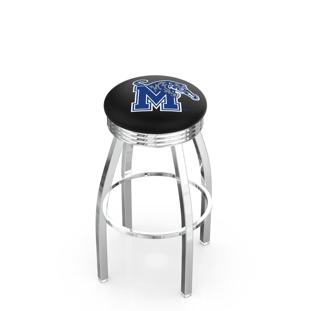 25" L8C3C - Chrome Memphis Swivel Bar Stool with 2.5" Ribbed Accent Ring by Holland Bar Stool Company. The main picture.