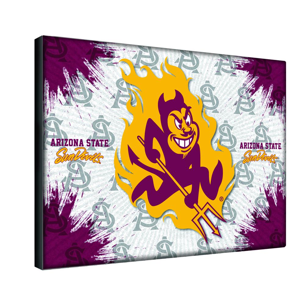 Arizona State 15" x 20" Officially Licensed Logo Canvas with Sparky logo. Picture 2
