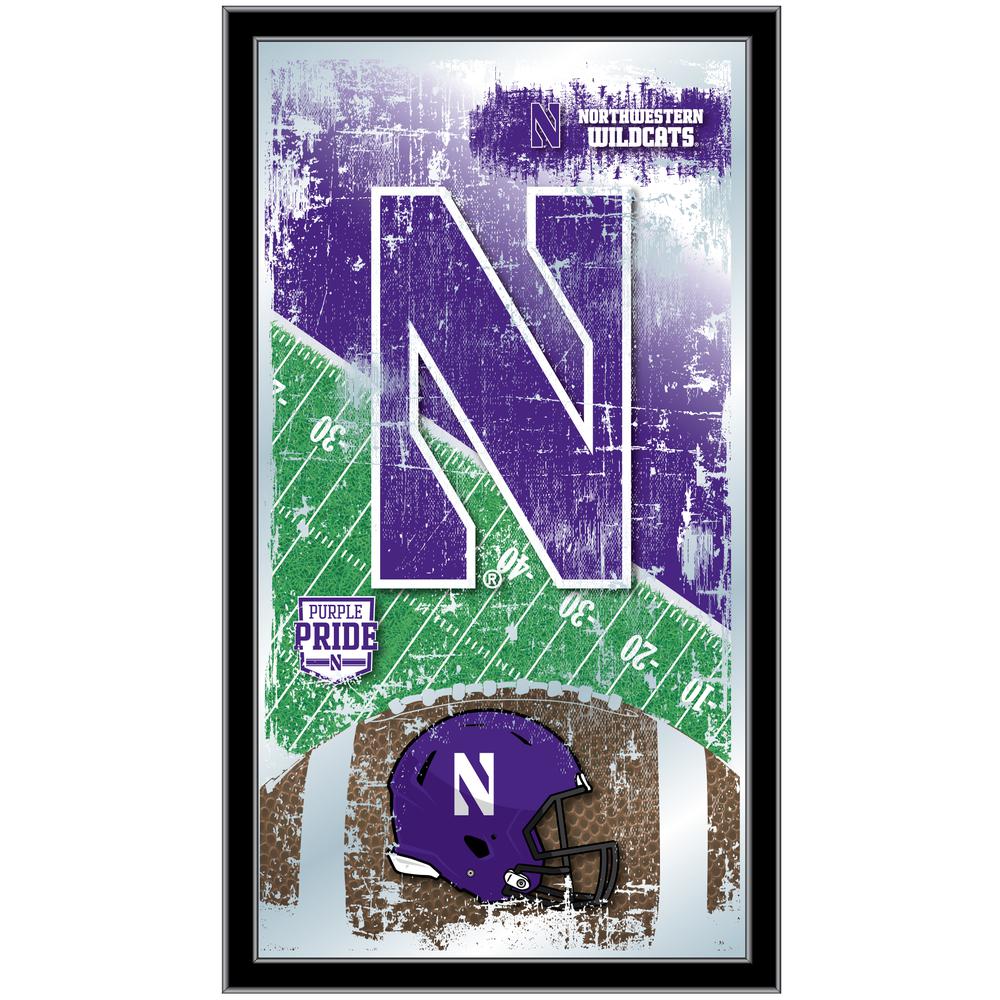 Northwestern 15" x 26" Football Mirror. Picture 1