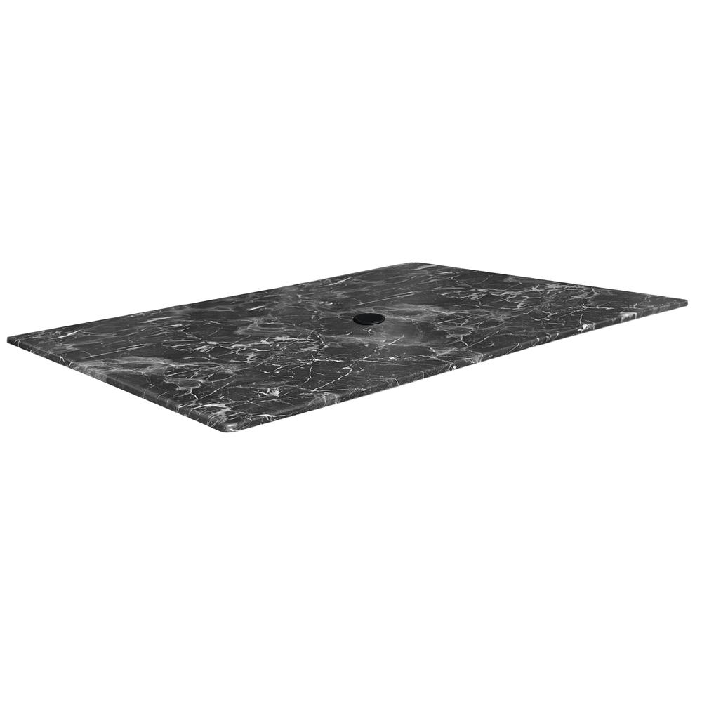 32" x 48" Black Marble, Indoor/Outdoor All-Season EuroSlim Table Top with Umbrella Hole. Picture 1