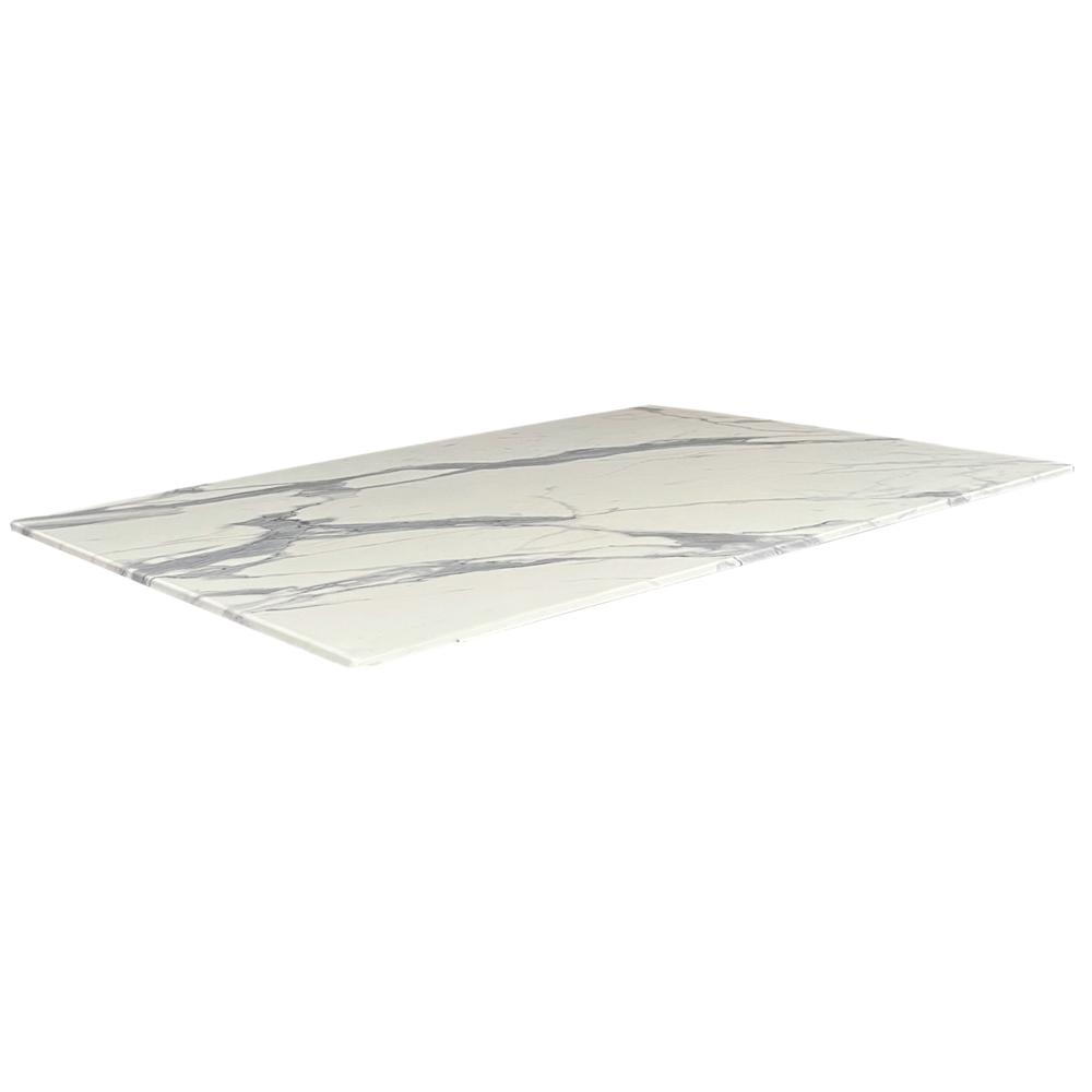 32" x 48" White Marble, Indoor/Outdoor All-Season EuroSlim Table Top. Picture 1