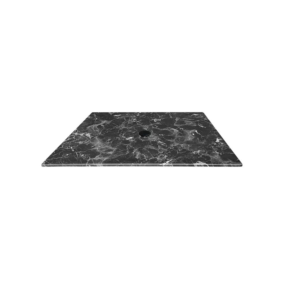 32" x 32" Black Marble, Indoor/Outdoor All-Season EuroSlim Table Top with Umbrella Hole. Picture 1