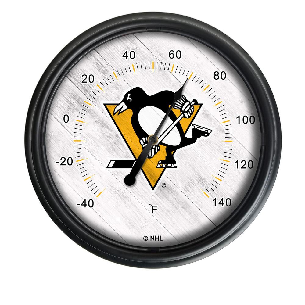 Pittsburgh Penguins Indoor/Outdoor LED Thermometer. Picture 1