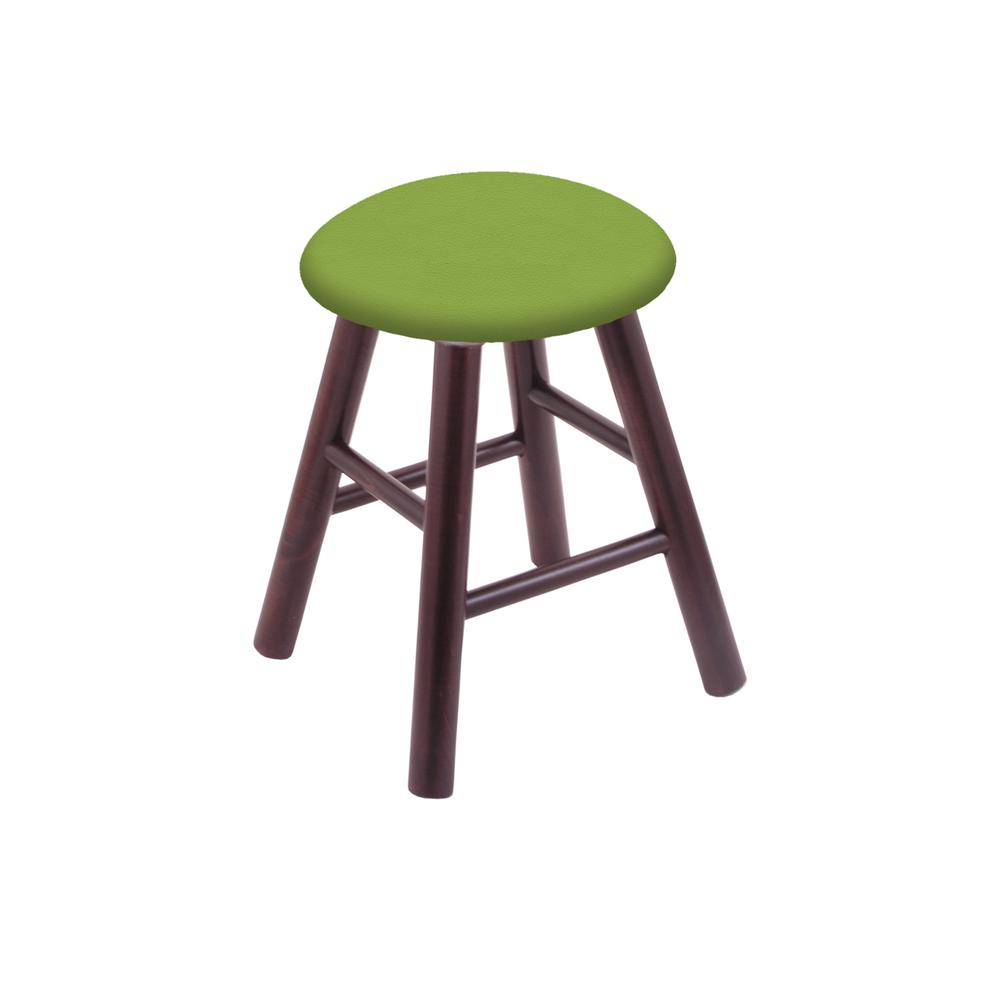 Maple Round Cushion 18" Swivel Vanity Stool with Smooth Legs, Dark Cherry Finish, and Canter Kiwi Green Seat. Picture 1