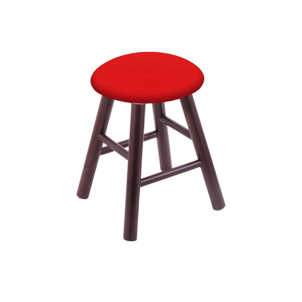Maple Round Cushion 18" Swivel Vanity Stool with Smooth Legs, Dark Cherry Finish, and Canter Red Seat. Picture 1