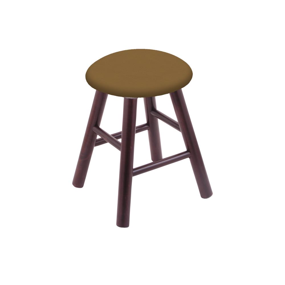 Maple Round Cushion 18" Swivel Vanity Stool with Smooth Legs, Dark Cherry Finish, and Canter Saddle Seat. Picture 1