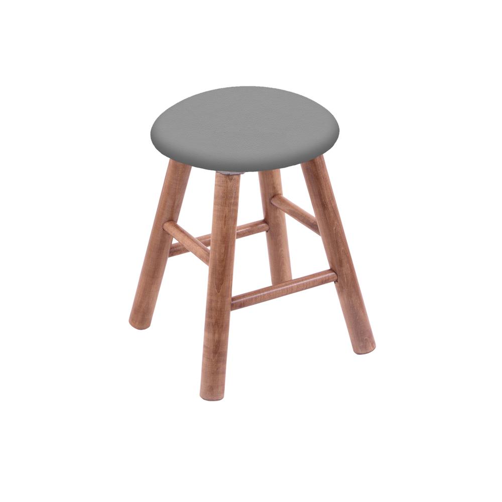 Maple Round Cushion 18" Swivel Vanity Stool with Smooth Legs, Medium Finish, and Canter Folkstone Grey Seat. Picture 1