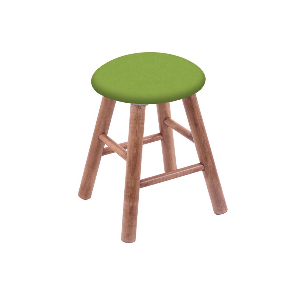 Maple Round Cushion 18" Swivel Vanity Stool with Smooth Legs, Medium Finish, and Canter Kiwi Green Seat. Picture 1