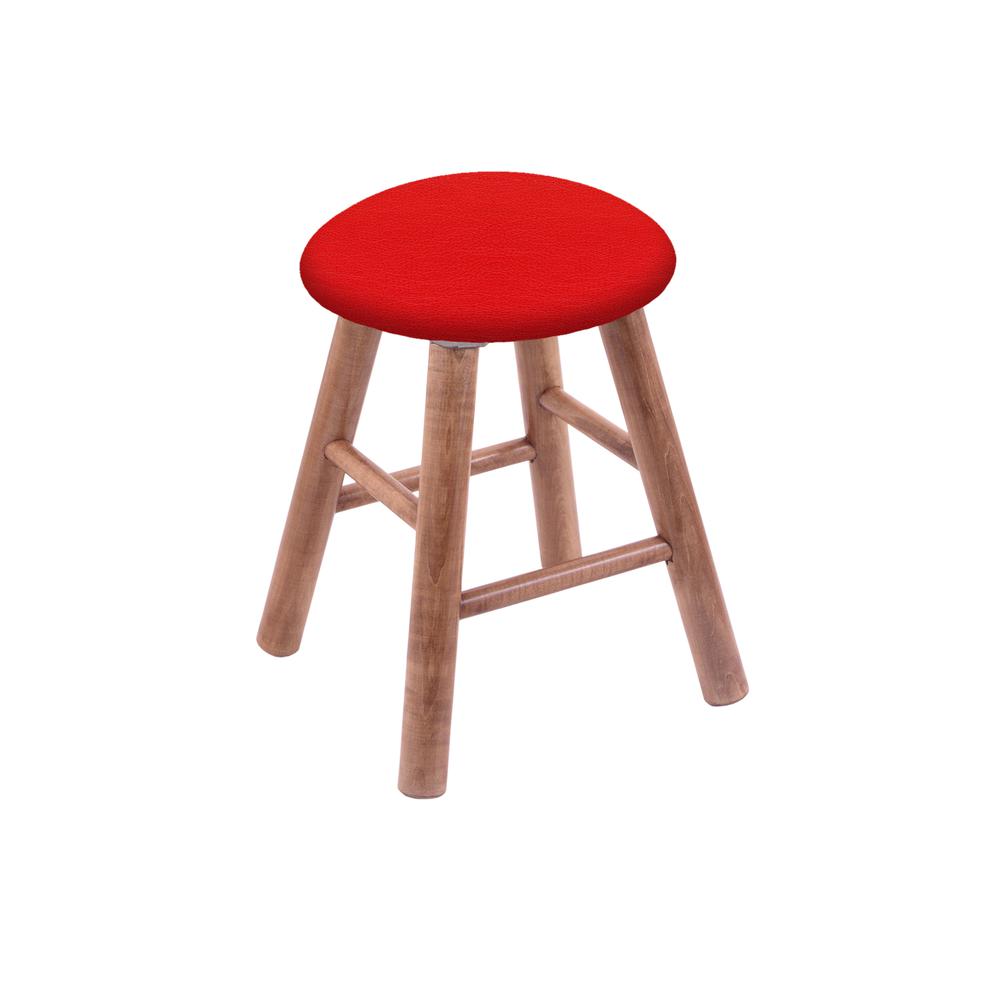 Maple Round Cushion 18" Swivel Vanity Stool with Smooth Legs, Medium Finish, and Canter Red Seat. Picture 1