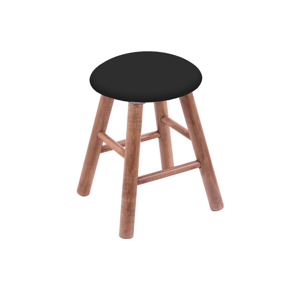 Maple Round Cushion 18" Swivel Vanity Stool with Smooth Legs, Medium Finish, and Black Vinyl Seat. Picture 1
