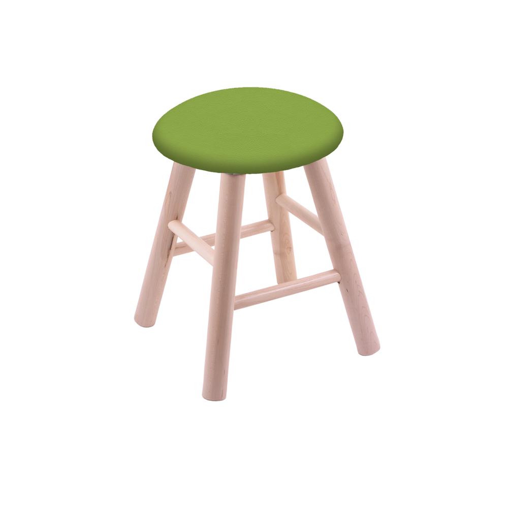Maple Round Cushion 18" Swivel Vanity Stool with Smooth Legs, Natural Finish, and Canter Kiwi Green Seat. Picture 1