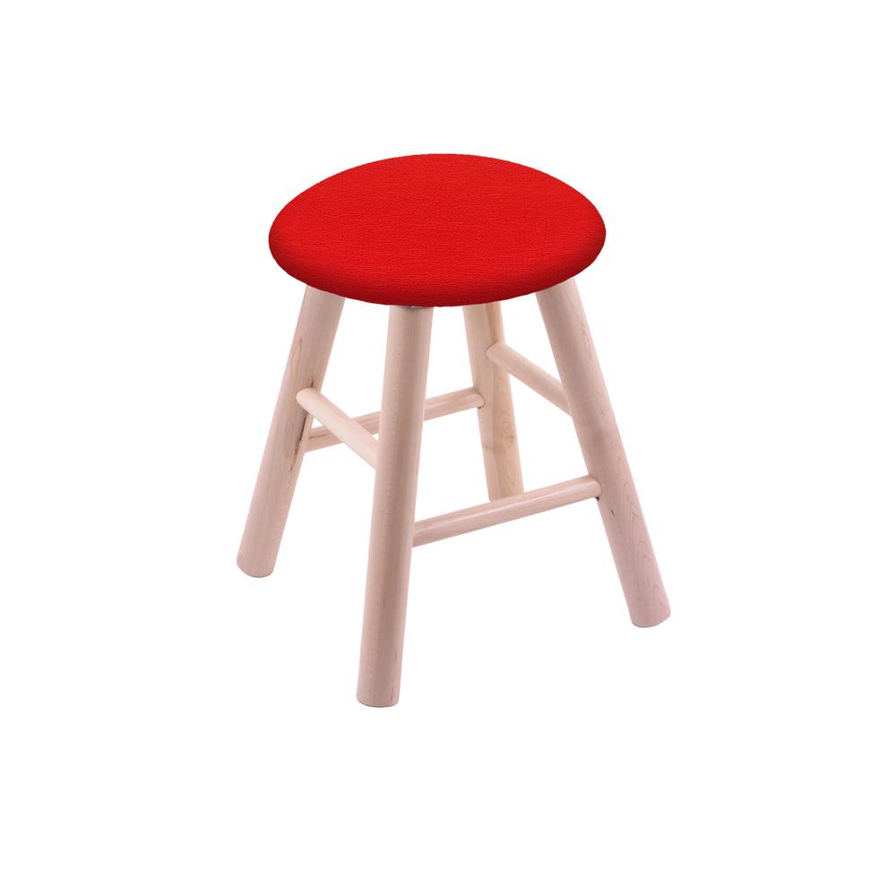 Maple Round Cushion 18" Swivel Vanity Stool with Smooth Legs, Natural Finish, and Canter Red Seat. Picture 1