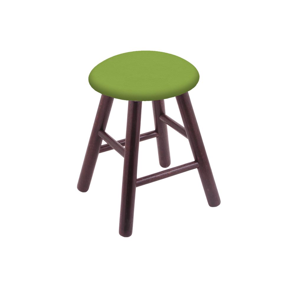 Oak Round Cushion 18" Swivel Vanity Stool with Smooth Legs, Dark Cherry Finish, and Canter Kiwi Green Seat. Picture 1