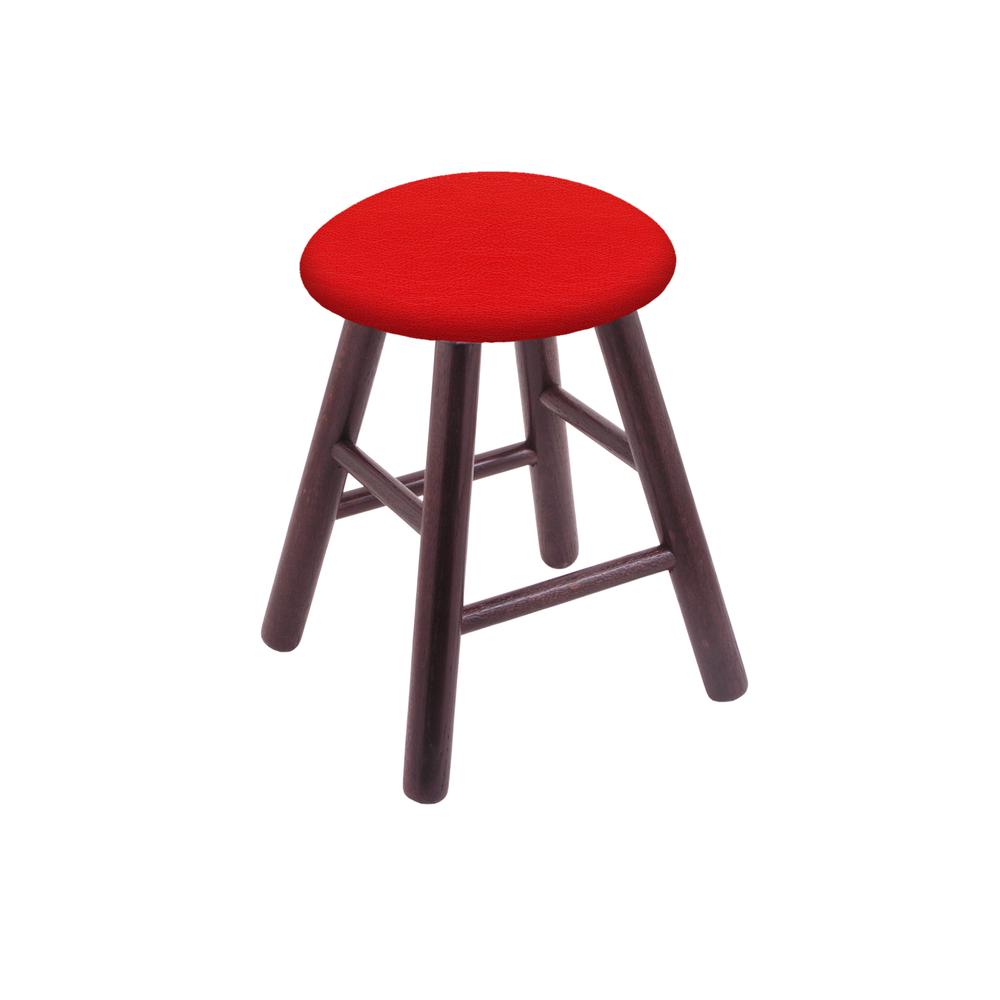 Oak Round Cushion 18" Swivel Vanity Stool with Smooth Legs, Dark Cherry Finish, and Canter Red Seat. Picture 1