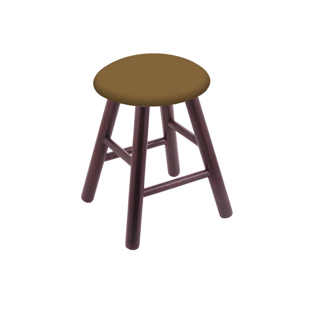 Oak Round Cushion 18" Swivel Vanity Stool with Smooth Legs, Dark Cherry Finish, and Canter Saddle Seat. Picture 1